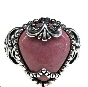 Beautiful Natural Rhodonite Ring in Sterling Silver Size 7!